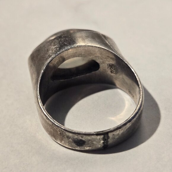 Vintage Chunky Sterling Silver Moonstone Modernist Ring - Picture 5 of 9